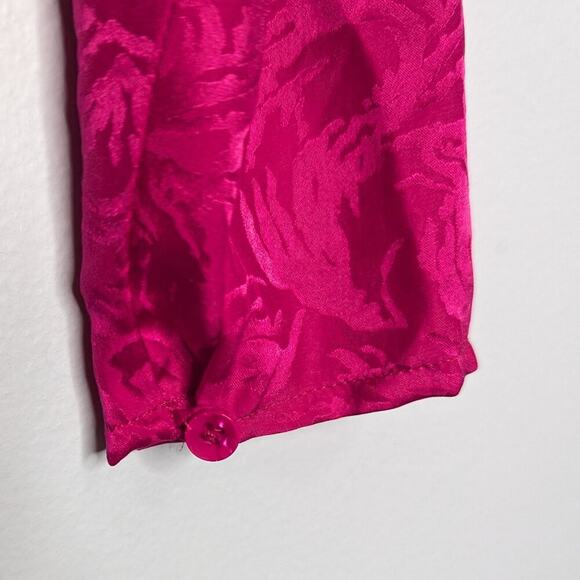 Argenti Vintage 80's Pink Silk Dress Long Sleeve Swirl Pattern Waist Detail - Picture 6 of 10